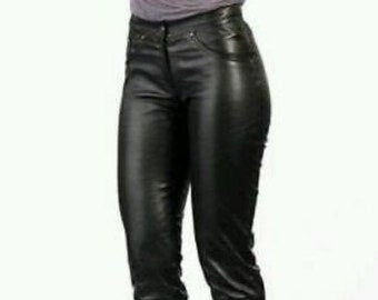 Women's , Girls & Teenagers 100% Real soft Lambskin Leather Motor Biker Trouser Pant Slim-Fit