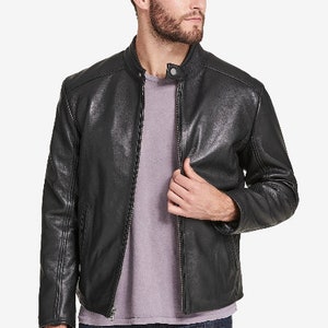 Men s Boys 100 Genuine Soft Lambskin Leather New Designer Motorcycle Biker Slim Fit Leather Jacket Etsy