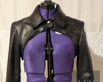 Women's & Girls 100% Genuine High Quality Lambskin Leather Cropped Motor Bolero Shrug Biker Jacket