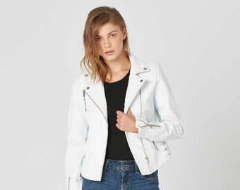 Women's & Girls 100% Genuine High Quality Lambskin Leather Motorcycle Biker Jacket Slim-fit, Long Sleeves Beautiful Look