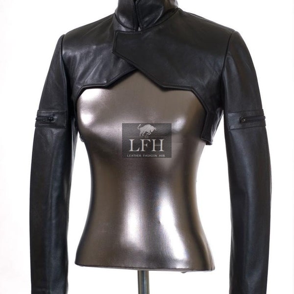 Women's & Girls 100% Genuine Soft Lambskin Leather Cropped Motor Bolero Shrug Biker jacket Slim fit