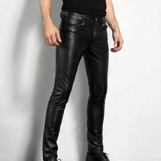 Men's & Boys 100% Genuine Soft Lambskin Leather Pant With Straight Jeans  Style Motor Biker Pant 