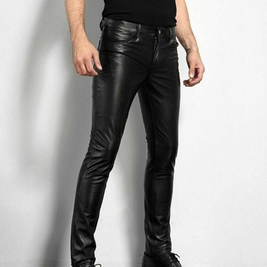 Men's & Boys 100% Genuine Soft Lambskin Leather Pant With Straight Jeans  Style Motor Biker Pant 