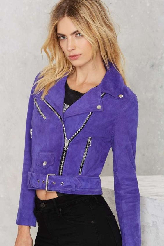 Purple suede jacket best sale womens