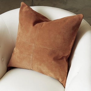 100% Genuine High Quality Goat Suede Leather Decorative Throw Pillow Covers for Bedroom, Living Room, Couch, Sofa & Bed