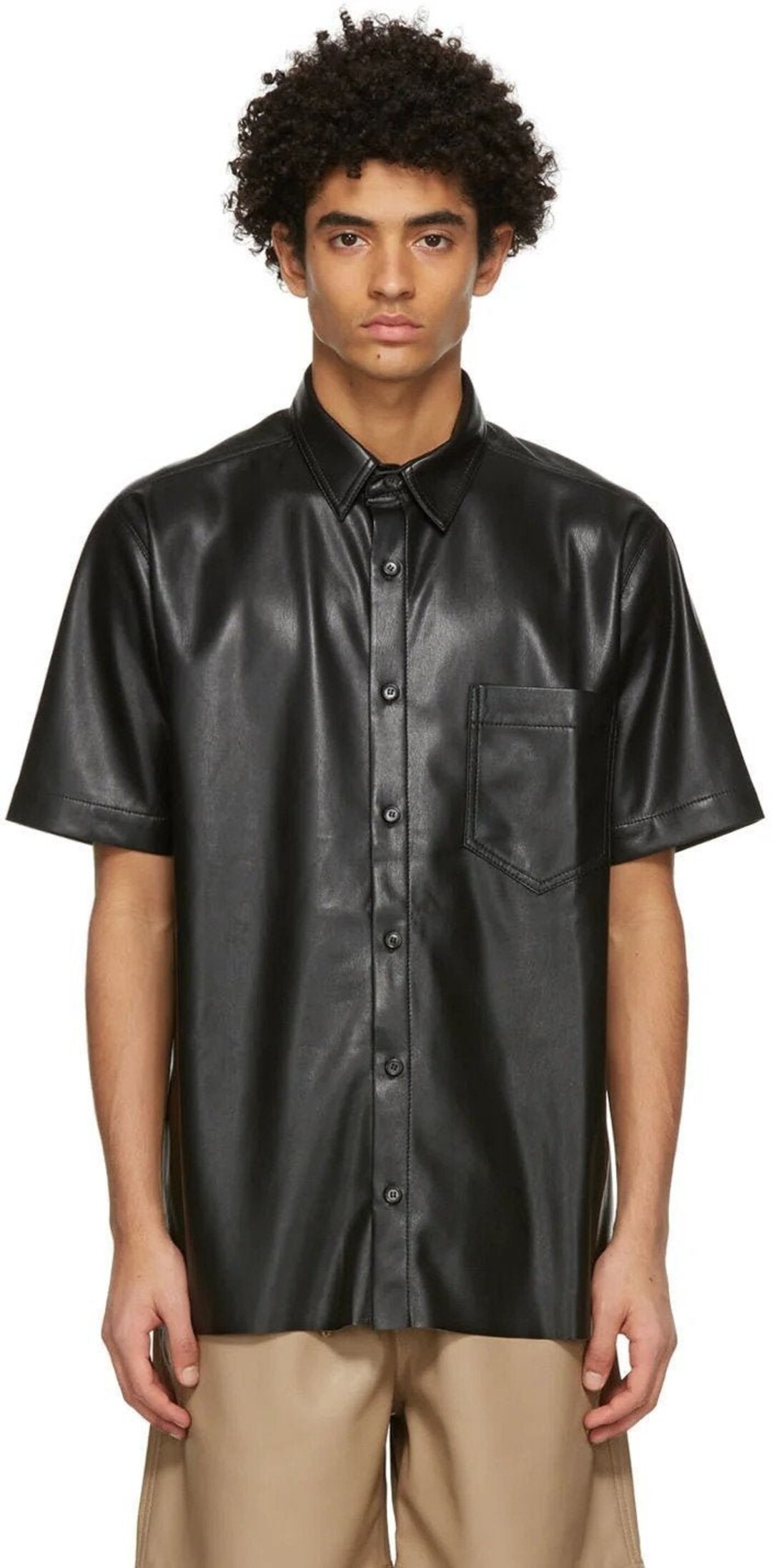 Camicia Uomo In Pelle D'agnello Marrone, Elegante E Casual, Fatta A Mano In India, Moto - Foto 2