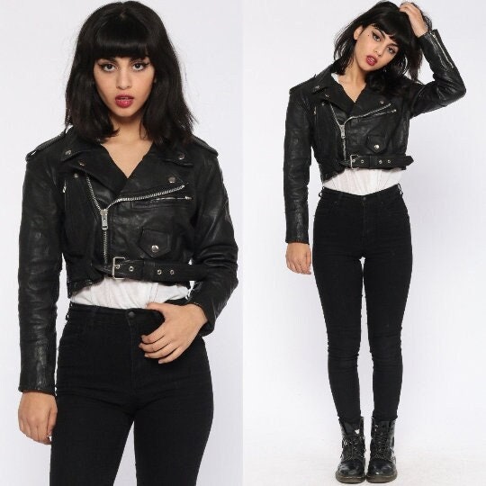 Womens cropped cheap biker jacket