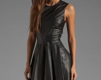 Vestido ajustado de piel de cordero - Vestido de diseñador de corte entallado