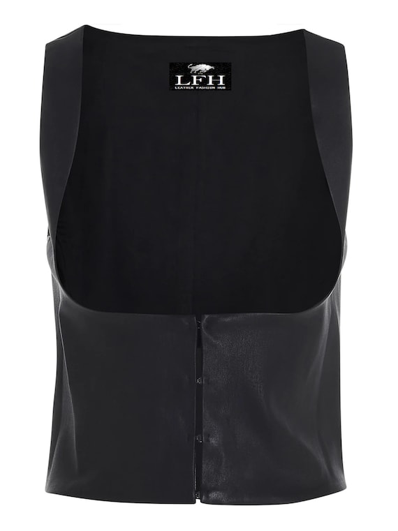 Women s Girls 100 Genuine High Quality Soft Lambskin Leather Cropped Vest Tops Tank Top slim Fit Etsy Canada