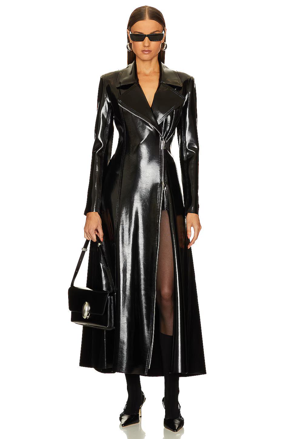 black patent leather dress Vixen Faux Patent Leather Maxi Dress