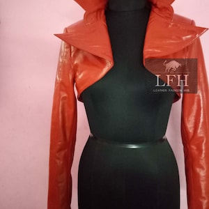 Women's & Girls 100% Real High Quality Lambskin Leather Cropped Motor Bolero Shrug Biker Jacket Slim-fit