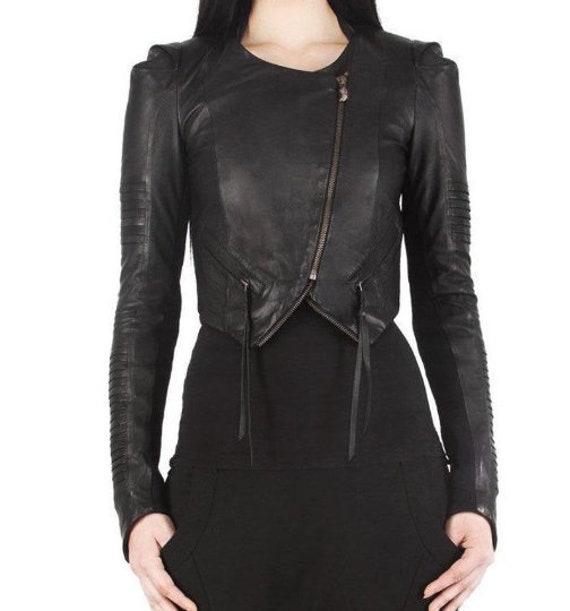 Women Girls 100 Real Lambskin Leather Cropped Motor Bolero