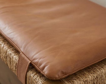 Genuine Leather Bench Cushion: Mid-Century Modern Style