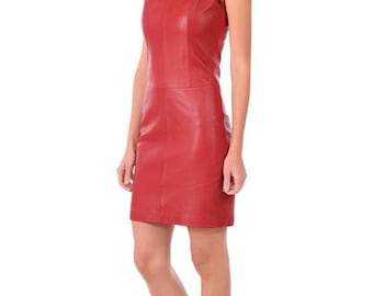 Red Lambskin Leather Halter Dress: Vintage Style - Etsy