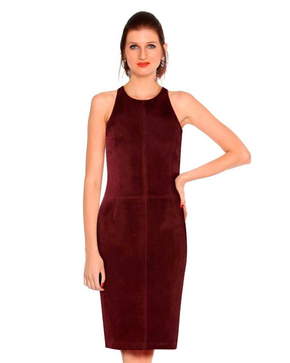 suede fitted dress Level 99 Nev Long Sleeve Faux Suede Dress (XS) main image 0