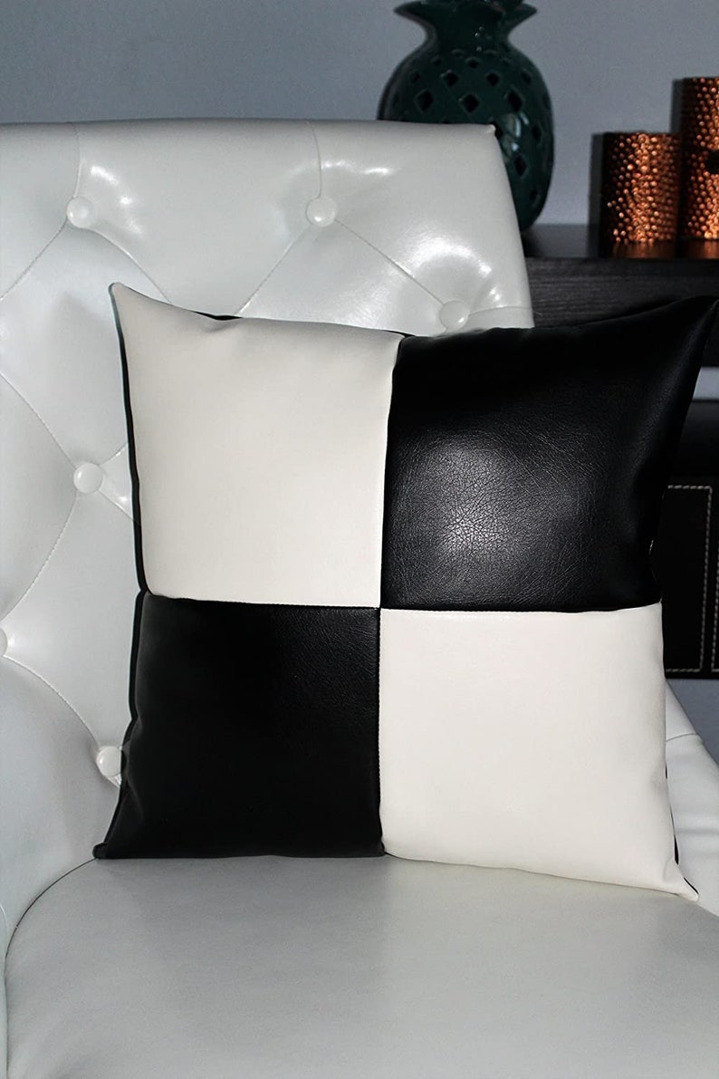 Couch 100/% Genuine High Quality Lambskin Leather Decorative Multi BlackWhite Throw Pillow Covers for Bedroom Sofa /& Bed Living Room