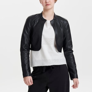 Femmes & Filles 100% Véritable Peau d’Agneau Souple Cuir Coupé Moteur Boléro Haussement d’épaules Veste De Motard Slim fit