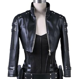 Boléro court en cuir d'agneau véritable de haute qualité pour femmes et filles, vestes gothiques haussement d'épaules