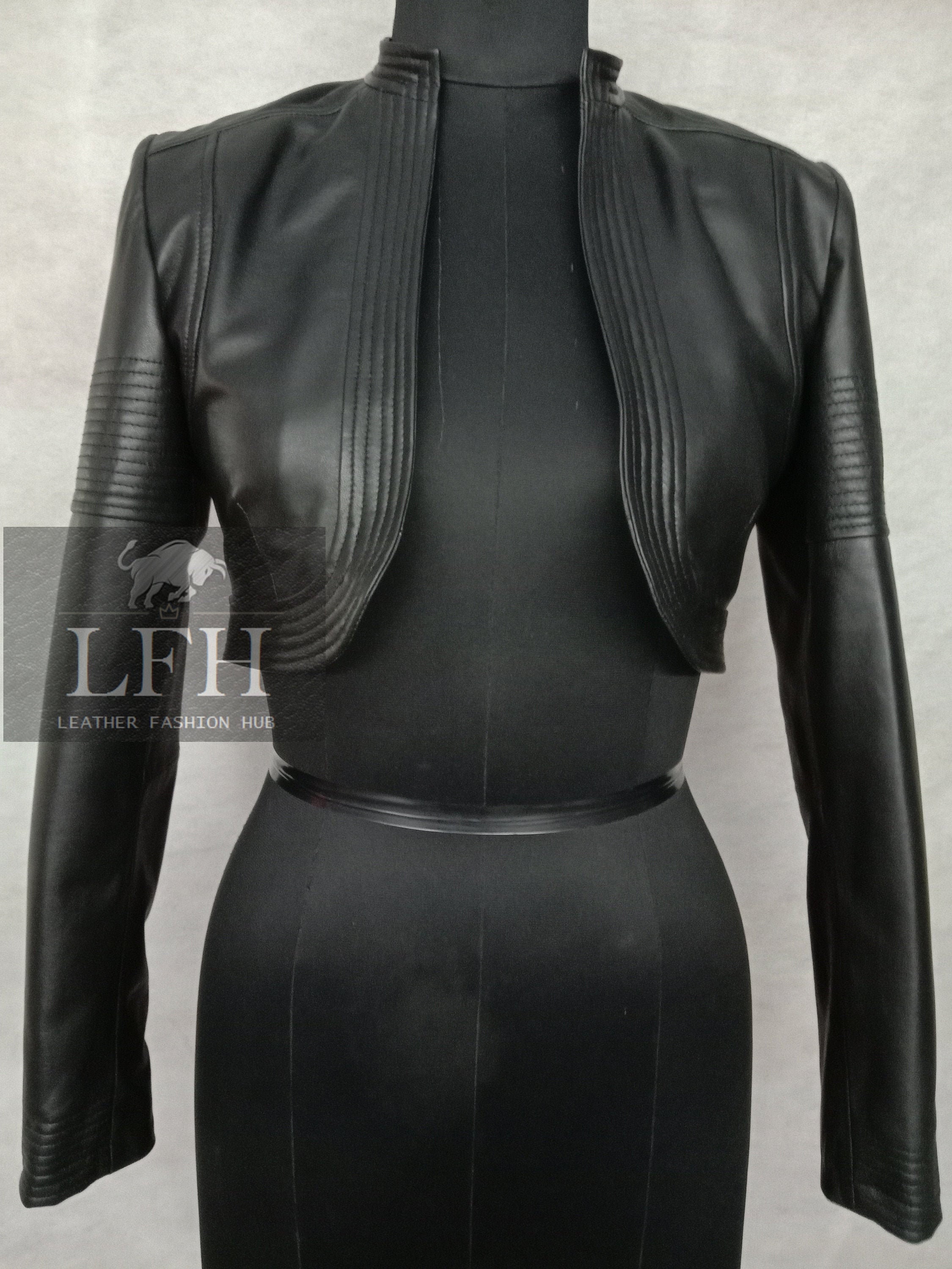 【2000Archives】24fw BOLERO LEATHER JACKET Mufeng Men's PU Leather Cropped Jacket Open Front Long