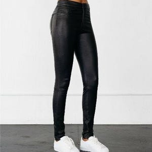 Leggings skinny in pelle di agnello