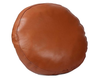 Genuine Lambskin Leather Round Pillow Cover: Home Decor