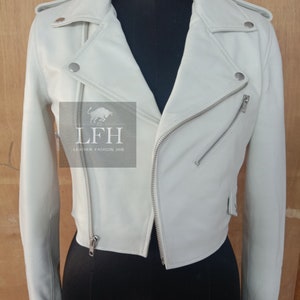 Womens & Girls 100% Genuine High Quality Soft Lambskin Leather Cropped Motor Bolero Shrug Biker Jacket Slim-fit image 5