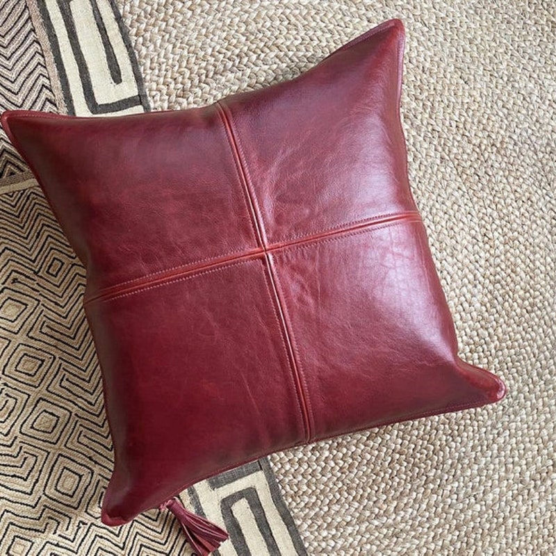Leather Throw Pillow - Etsy