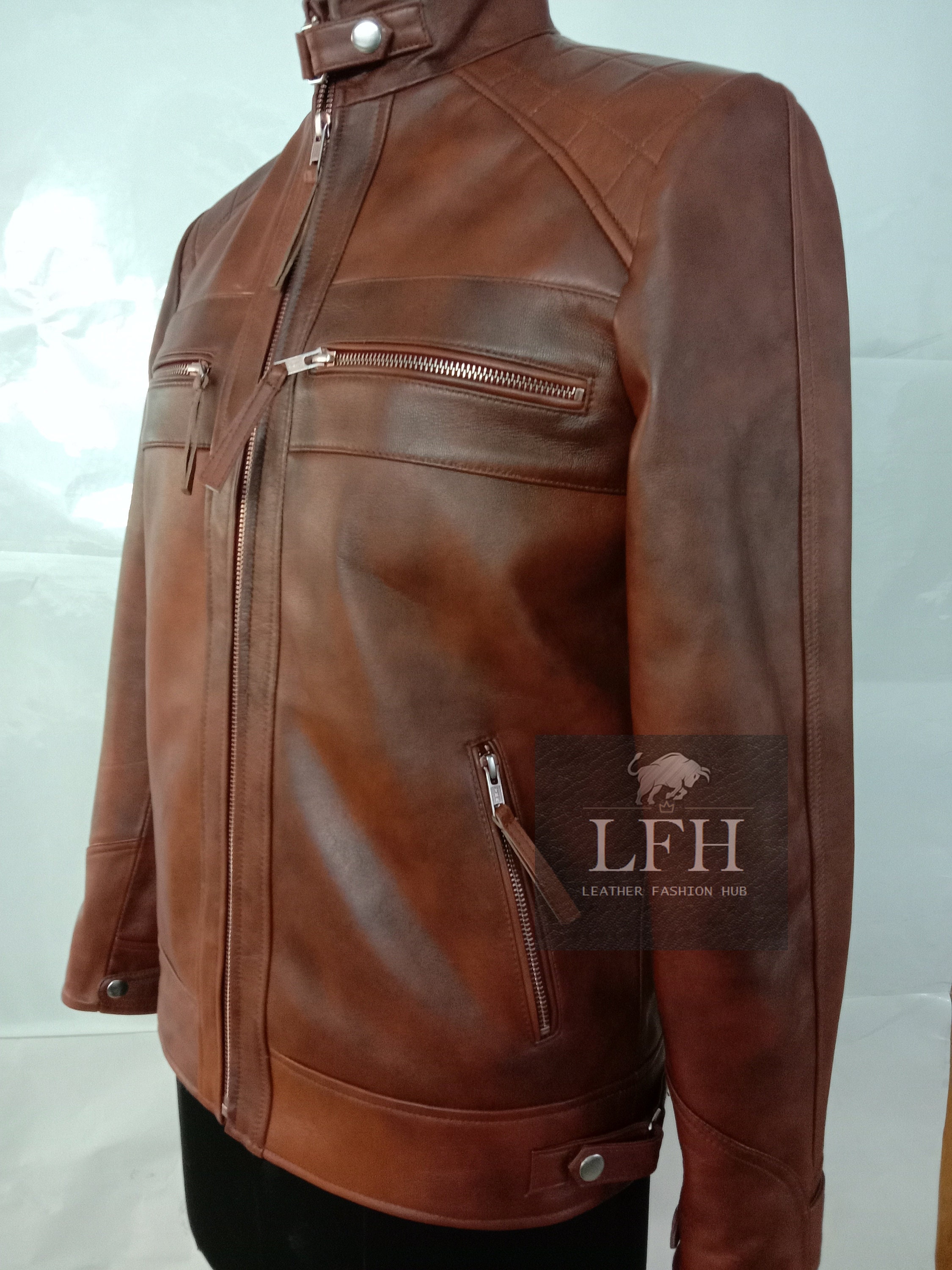 Leather Jackets Men TLC Leather Biker Jacket Men Black Men's