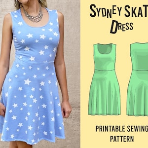 Sydney Skater Dress Pattern PDF Printable Sizes XS - 2X | Skater Dress | Dress Pattern