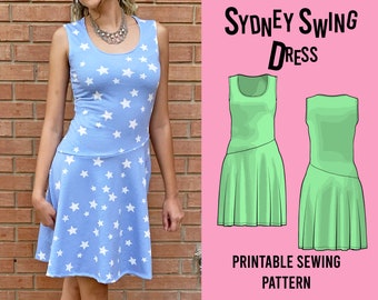 Sydney Swing Dress Pattern PDF Printable Sizes XS - 2X | Summer Dress | Dress Pattern