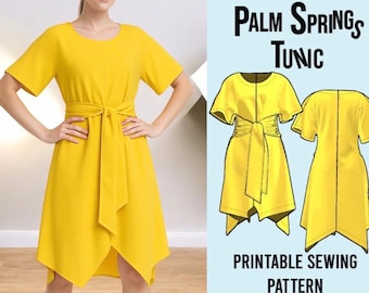 Patron de couture de robe tunique Palm Springs (PDF imprimable TP-3XL)