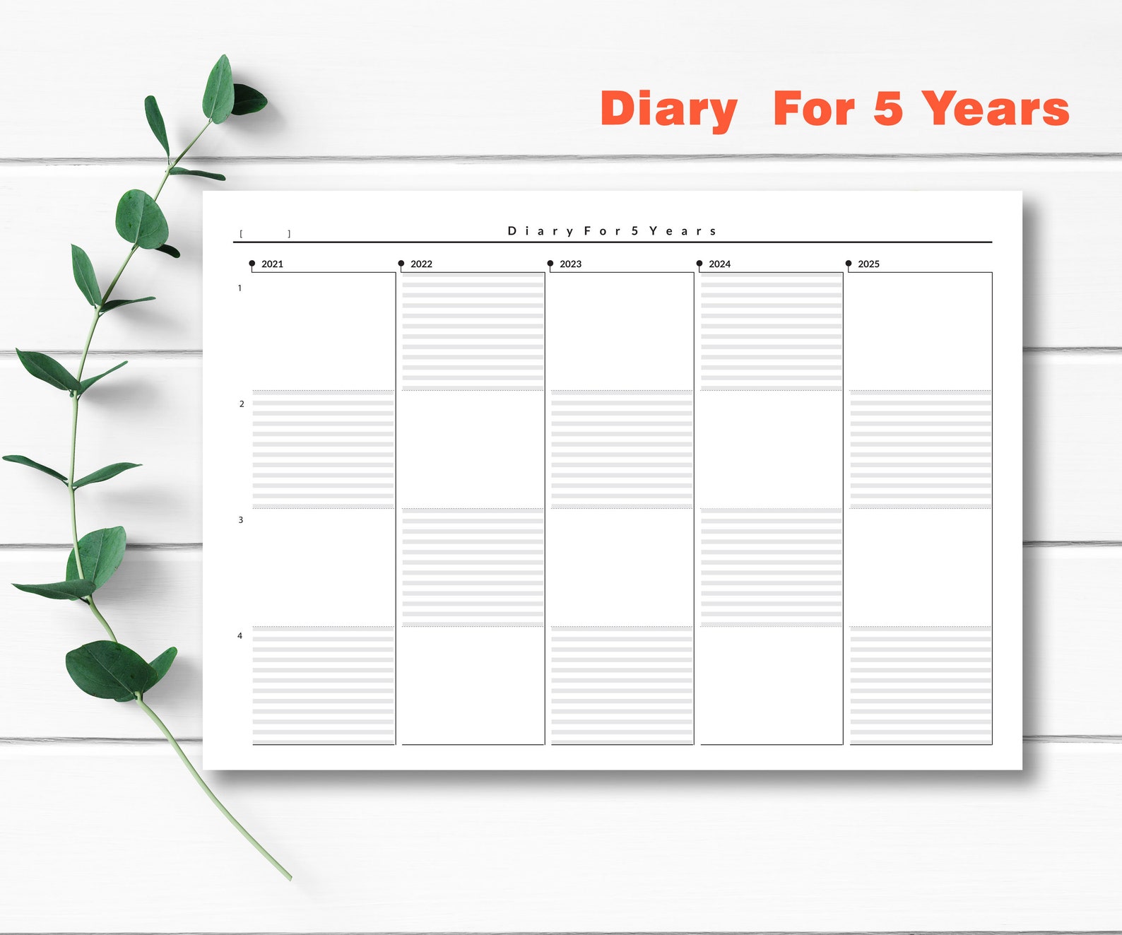 Diary For 5 Years Bundle Diary Planner Printable Instant | Etsy