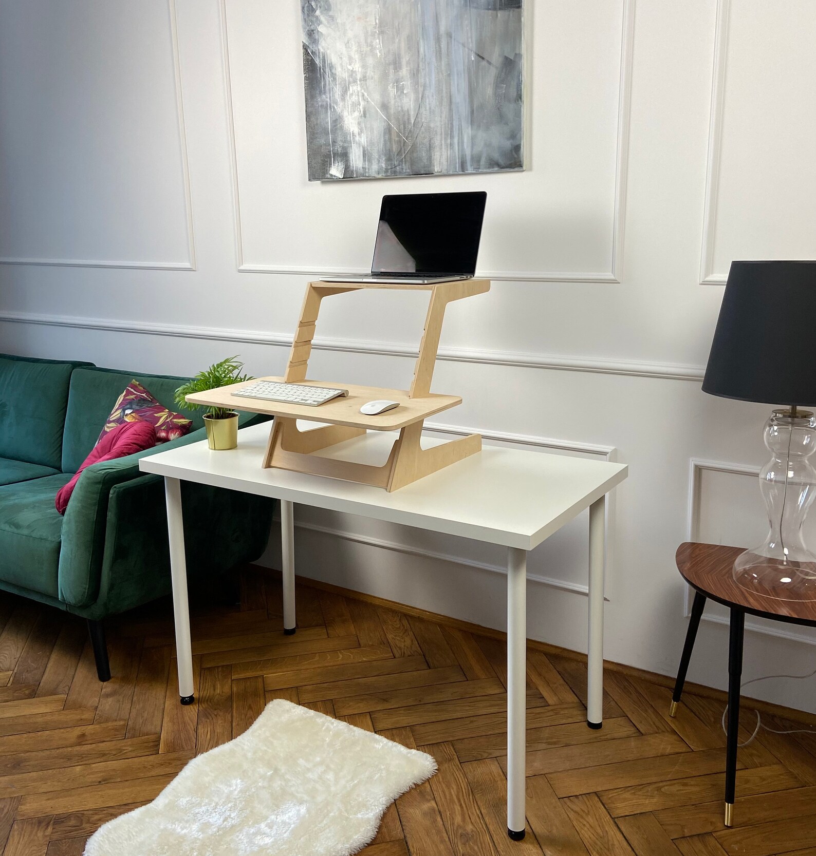 Minimalistic Wooden Standing Desk Converter Adjustable Laptop Etsy