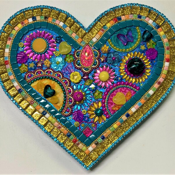 One-of-a-kind handmade mosaic heart