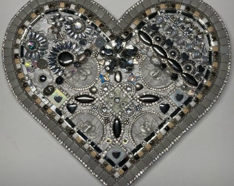 One-of-a-kind Handmade Mosaic Bling Heart