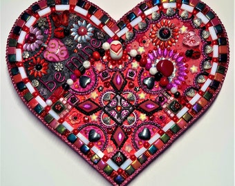 One-of-a-kind handmade Valentine's Day mosaic heart