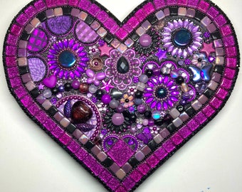 Coeur en mosaïque fait main unique en son genre