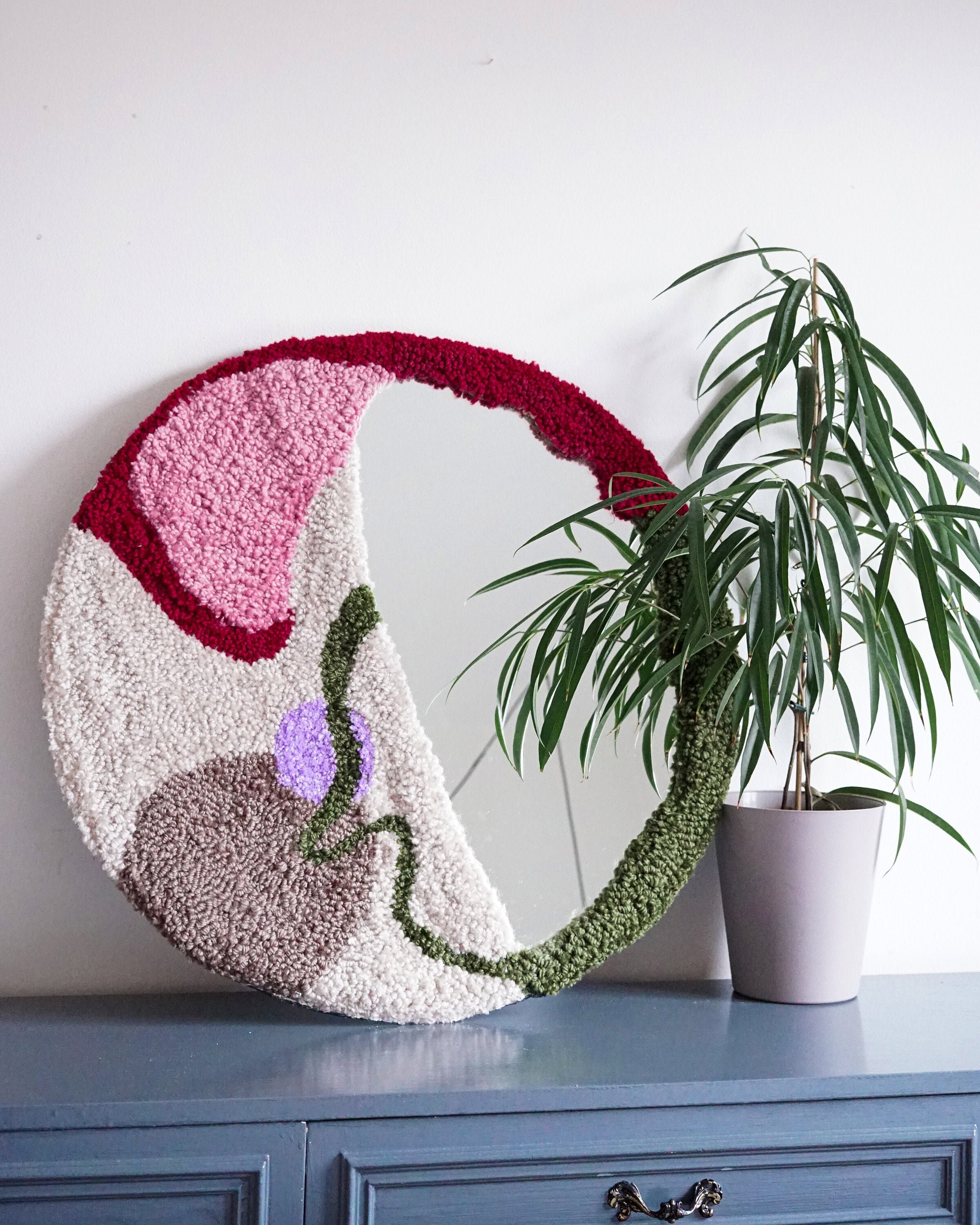 Upcycled hand tufted wallhanging mirror Etsy