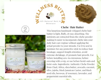 Chebe Hair Growth Butter - Authentic Blend from Chad, Africa with Shea Butter, Black Seed Oil, Castor Oil, and More