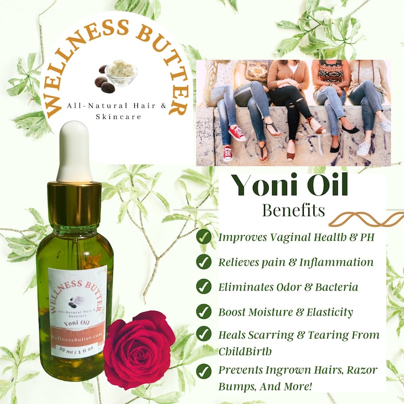 Yoni Oil For Vaginal Wellness With Calendula, Mugwort, Ginger, Rose Petals, And More Yoni Self Care All-Natural Feminine Care image 1