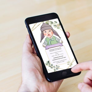 Editable  Doljanchi Mobile invitation no.9. Eucalyptus Boy Hanbok  | Personalized doljabi mobile invitation Doljabi invitation돌잔치 돌잡이 백일