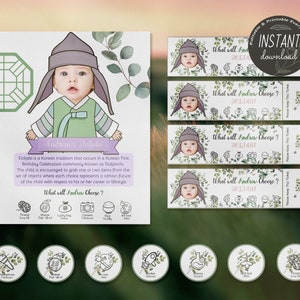 Editable Doljabi kit No.9 Hanbok Boy | Doljanchi set 1st Birthday party | Digital print| Doljabi board | Doljabi Label | Doljabi ticket
