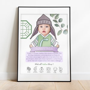 Editable Doljabi Board No.9 Hanbok Boy | Doljanchi Board 1st Birthday party | Digital print | Personalized Dohl 돌잡이 첫돌 돌잔치