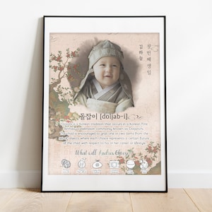 Editable Doljabi Board No.16 Korea Traditional Photo | Doljanchi Board 1st Birthday party | Digital print | Personalized Dohl 돌잡이 첫돌 돌잔치