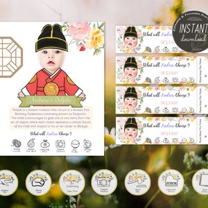 Editable Doljabi kit No16. Emperor Boy | Doljanchi set 1st Birthday party | Digital print| Doljabi board | Doljabi Label | Doljabi ticket