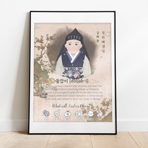 Editable Doljabi Board No.15 Traditional Hanbok Boy | Doljanchi Board 1st Birthday party | Digital print | Personalized Dohl 돌잡이 첫돌 돌잔치