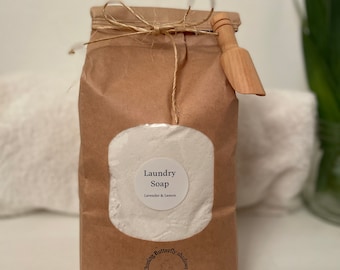 Laundry detergent |  made with coconut oil and castile soap | all natural | 5 ingredients | fresh, clean scent | sensitive skin friendly