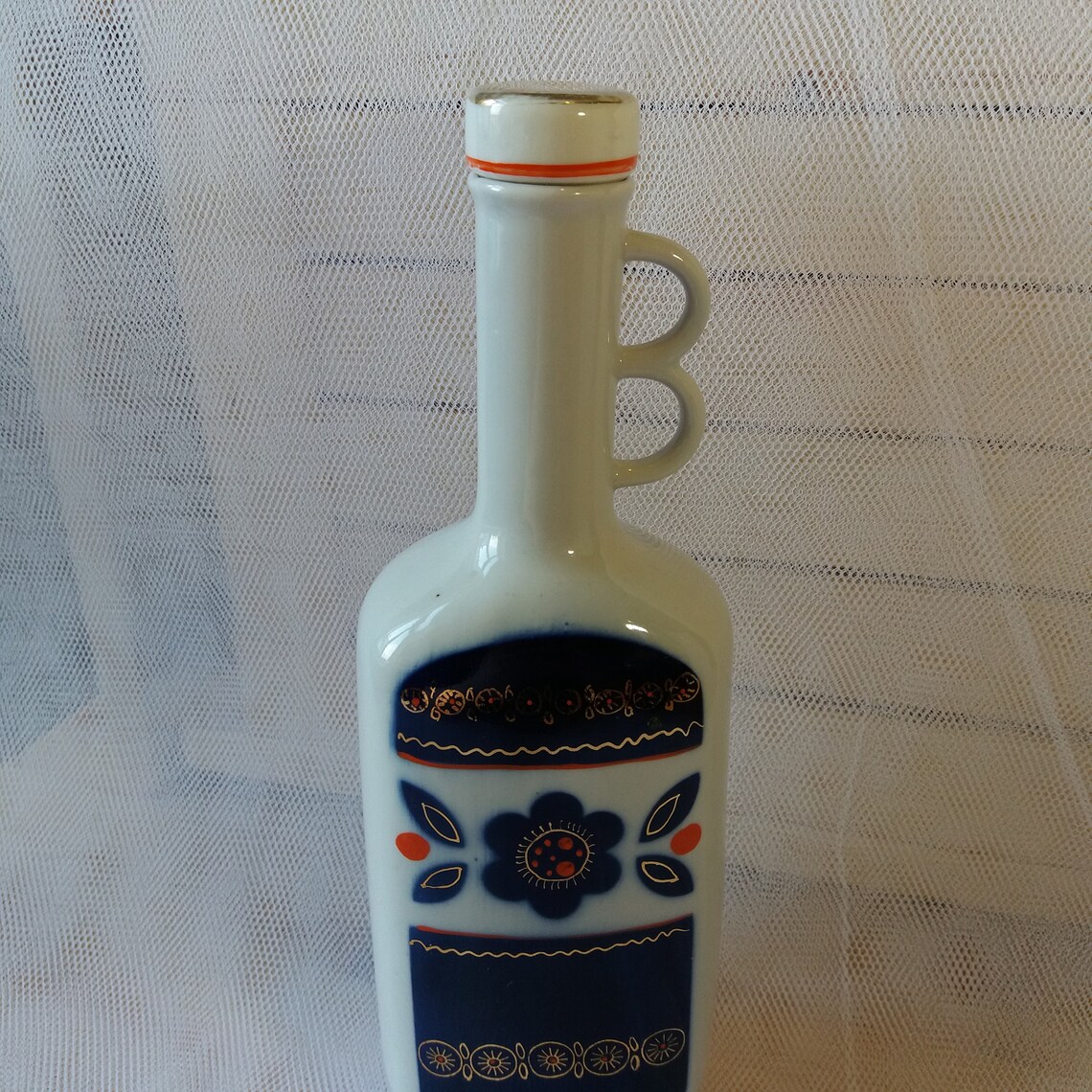 Vintage ceramic bottle. Ceramic wine vessel. Ceramic damask. Etsy