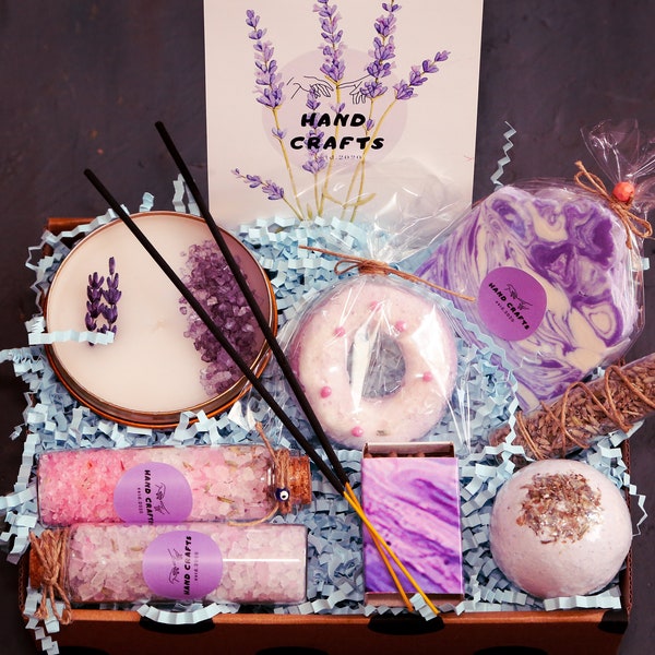 Lavender Spa Gift Set | Bath & Beauty Box | Gift Box for Woman | Soap Box | Gift Ideas | Bath Gifts Box