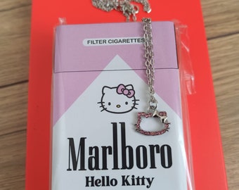 Étui à cigarettes marlboro en plastique Hello Kitty, boîte et collier pour anniversaire, Noël, cadeau, ...
